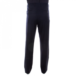 Pre Owned Giorgio Armani Navy Blue Wool Tailored Straight Fit Trousers XXL
