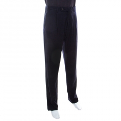 Pre Owned Giorgio Armani Navy Blue Wool Tailored Straight Fit Trousers XXL