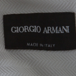Pre Owned Giorgio Armani White Textured Cotton Zip Front Shirt M 