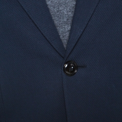 Pre Owned Giorgio Armani Navy Blue Cotton Blazer M