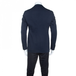 Pre Owned Giorgio Armani Navy Blue Cotton Blazer M