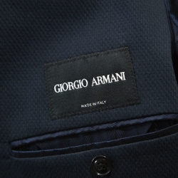 Pre Owned Giorgio Armani Navy Blue Cotton Blazer M