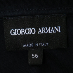 Pre Owned Giorgio Armani Navy Blue Cotton Knit Logo Detail T-Shirt 3XL