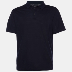 Navy Blue Knit Polo T-Shirt