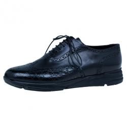 Giorgio Armani Black Croc Embossed Oxfords Size 43