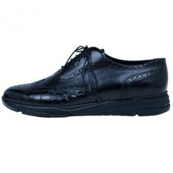 Giorgio Armani Black Croc Embossed Oxfords Size 43