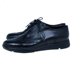 Giorgio Armani Black Croc Embossed Oxfords Size 43