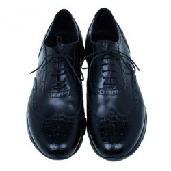 Giorgio Armani Black Croc Embossed Oxfords Size 43