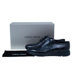 Giorgio Armani Black Croc Embossed Oxfords Size 43