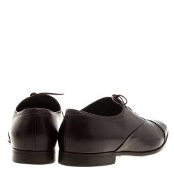 Pre Owned Giorgio Armani Dark Brown Leather Oxfords Size 45