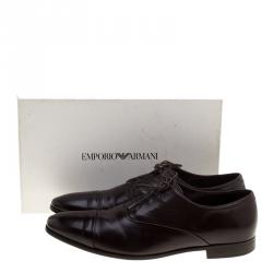 Pre Owned Giorgio Armani Dark Brown Leather Oxfords Size 45