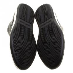 Giorgio Armani Navy Blue Woven Leather Sneakers Size 40