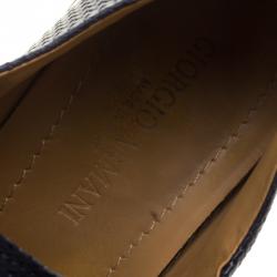 Giorgio Armani Navy Blue Woven Leather Sneakers Size 40