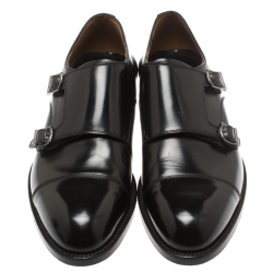 Giorgio Armani Black Leather Monk Strap Oxfords Size 44