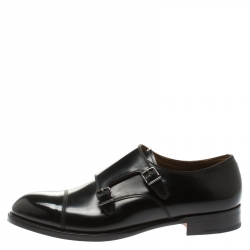 Giorgio Armani Black Leather Monk Strap Oxfords Size 44