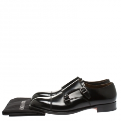 Giorgio Armani Black Leather Monk Strap Oxfords Size 44