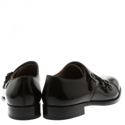 Giorgio Armani Black Leather Monk Strap Oxfords Size 44