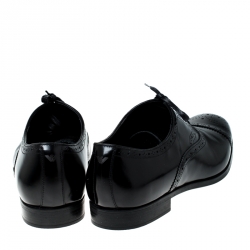 Pre Owned Emporio Armani Black Brogue Leather Oxfords Size 43.5