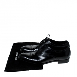 Pre Owned Emporio Armani Black Brogue Leather Oxfords Size 43.5