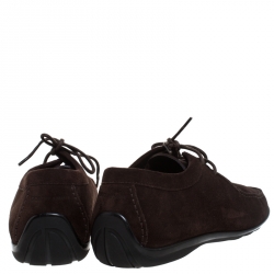 Pre Owned Giorgio Armani Brown Suede Derby Lace Up Loafers Size 41.5