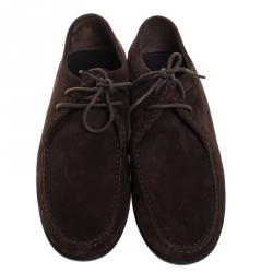 Pre Owned Giorgio Armani Brown Suede Derby Lace Up Loafers Size 41.5