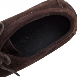 Pre Owned Giorgio Armani Brown Suede Derby Lace Up Loafers Size 41.5