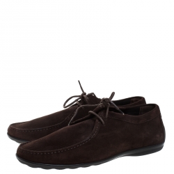 Pre Owned Giorgio Armani Brown Suede Derby Lace Up Loafers Size 41.5