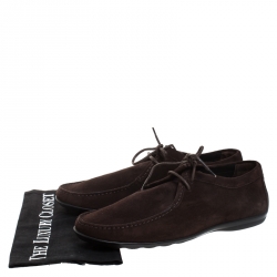 Pre Owned Giorgio Armani Brown Suede Derby Lace Up Loafers Size 41.5