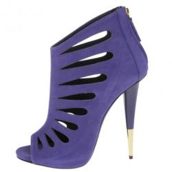 Pre Owned Giuseppe Zanotti Purple Suede Cutout Booties Size 40