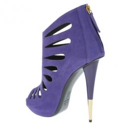 Pre Owned Giuseppe Zanotti Purple Suede Cutout Booties Size 40