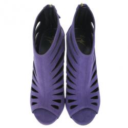 Pre Owned Giuseppe Zanotti Purple Suede Cutout Booties Size 40