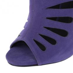 Pre Owned Giuseppe Zanotti Purple Suede Cutout Booties Size 40