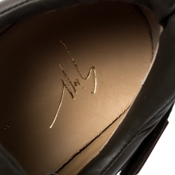 Pre Owned Giuseppe Zanotti Military Green Leather Gommato Sneakers Size 43