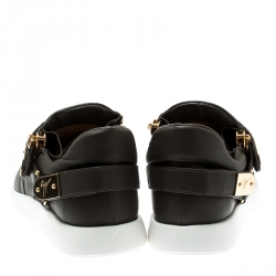 Pre Owned Giuseppe Zanotti Military Green Leather Gommato Sneakers Size 43