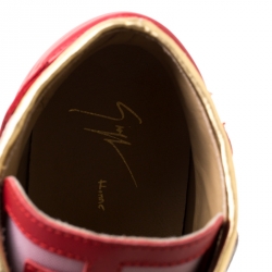 Giuseppe Zanotti Red Canvas And Tricolor Leather Foxy London High Top Sneakers Size 45