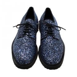 Pre Owned Giuseppe Zanotti Two Tone Coarse Glitter Tyson Derby Size 43