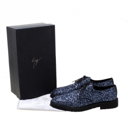 Pre Owned Giuseppe Zanotti Two Tone Coarse Glitter Tyson Derby Size 43