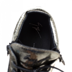 Pre Owned Giuseppe Zanotti Metallic Gold/Black Anthracite May London High Top Sneakers Size 45