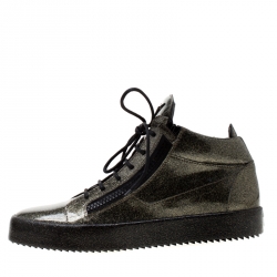 Pre Owned Giuseppe Zanotti Metallic Gold/Black Anthracite May London High Top Sneakers Size 45