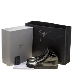 Pre Owned Giuseppe Zanotti Metallic Gold/Black Anthracite May London High Top Sneakers Size 45