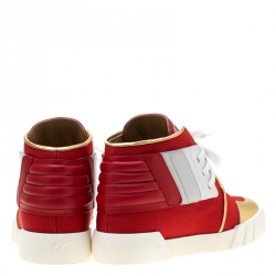 Giuseppe Zanotti Red Canvas And Tricolor Leather Foxy London High Top Sneakers Size 44