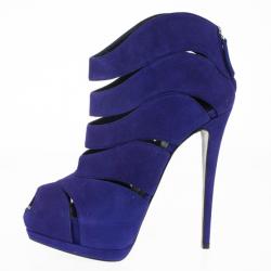Pre Owned Giuseppe Zanotti Purple Suede Wave-Cutout Booties Size 41