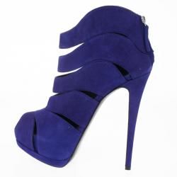 Pre Owned Giuseppe Zanotti Purple Suede Wave-Cutout Booties Size 41
