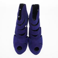 Pre Owned Giuseppe Zanotti Purple Suede Wave-Cutout Booties Size 41