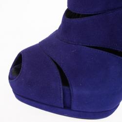Pre Owned Giuseppe Zanotti Purple Suede Wave-Cutout Booties Size 41