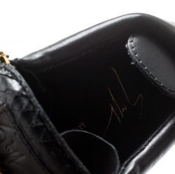 Pre Owned Giuseppe Zanotti Black Leather London Birel Chain Embellished High Top Sneakers Size 43.5