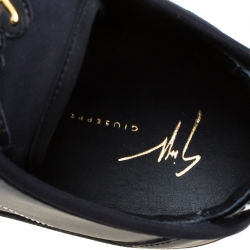 Pre Owned Giuseppe Zanotti Black Leather And Fabric Sneakers Size 44