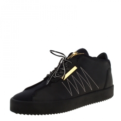 Pre Owned Giuseppe Zanotti Black Leather And Fabric Sneakers Size 44