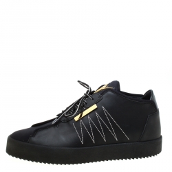Pre Owned Giuseppe Zanotti Black Leather And Fabric Sneakers Size 44