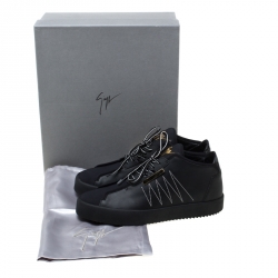 Pre Owned Giuseppe Zanotti Black Leather And Fabric Sneakers Size 44